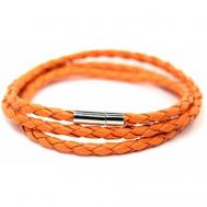 Плетеный браслет  Браслет плетеный кожаный с магнитной застежкой, 1 шт., размер 18 см, оранжевый Handinsilver ( Посеребриручку )