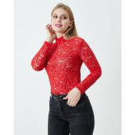 Водолазка , длинный рукав, прилегающий силуэт, размер 50/52, красный Flavour Knit