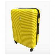 Умный чемодан , ABS-пластик, жесткое дно, опорные ножки на боковой стенке, 107 л, размер L+, желтый БАОЛИС