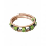 Жесткий браслет , 1 шт., размер 16 см., размер L, диаметр 6 см., зеленый, бежевый Divetro