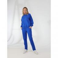 Костюм , джемпер и брюки, спортивный стиль, свободный силуэт, трикотажный, размер 44-46, синий Vitacci