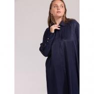 Блуза  , длинный рукав, размер 52, синий WANDBSTORE