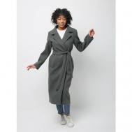 Пальто-халат  демисезонное, силуэт прямой, удлиненное, размер 46/48, серый Без бренда