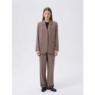 Костюм , жакет и брюки, классический стиль, прямой силуэт, подкладка, размер S, коричневый Patratskaya
