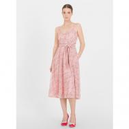 Платье , атлас, повседневное, прилегающее, миди, размер 46, розовый LO