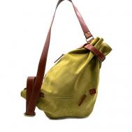 Рюкзак  торба , натуральная кожа, внутренний карман, зеленый Шорный Пони