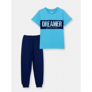 Комплект , футболка, брюки, размер 58, голубой Cherubino