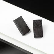 Комплект серег , тиснение, гагат, размер/диаметр 16 мм., черный MForm by Lesya Yurina