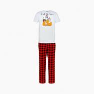 Пижама , футболка, брюки, размер 50, красный, белый KAFTAN