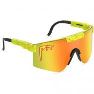 Солнцезащитные очки , квадратные, ударопрочные, складные, спортивные, зеркальные, с защитой от УФ, для мужчин, черный FILINN