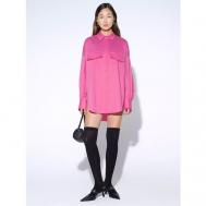 Рубашка  , классический стиль, свободный силуэт, длинный рукав, однотонная, размер XL, розовый Patratskaya