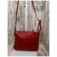 Сумка  кросс-боди  повседневная, натуральная кожа, внутренний карман, красный Elena leather bag