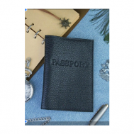 Обложка для паспорта , натуральная кожа, отделение для карт, черный Barez