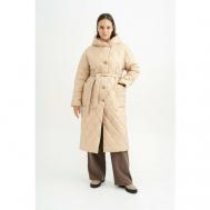 Пальто  , демисезон/зима, силуэт прямой, удлиненное, размер 64, бежевый Modress