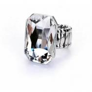 Кольцо , бижутерный сплав, кристалл, размер 16, серебряный, бесцветный ( VERBA )