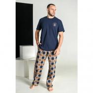 Пижама , футболка, брюки, размер 54, синий Оптима Трикотаж