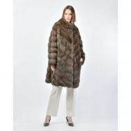 Пальто , соболь, силуэт свободный, карманы, размер 46, коричневый Manakas Frankfurt