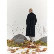 Пальто  , демисезон/зима, шерсть, силуэт прямой, удлиненное, размер XS, черный GATE31