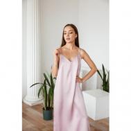 Платье-комбинация , атлас, миди, размер 46, розовый Blisswedd