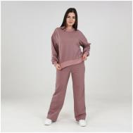 Костюм , свитшот и брюки, повседневный стиль, прямой силуэт, трикотажный, пояс на резинке, размер 54, розовый, бежевый ZOYA