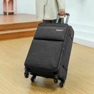 Умный чемодан  Dis4emM/gray, пластик, текстиль, алюминий, водонепроницаемый, ребра жесткости, 80 л, размер M, серый DISONBOLO