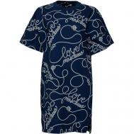 Платье , хлопок, повседневное, прямой силуэт, мини, размер 42, синий Love Moschino