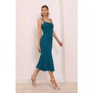 Платье , вискоза, в классическом стиле, размер 46, бирюзовый LookLikeCat