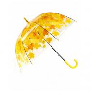 Мини-зонт , полуавтомат, купол 80 см., прозрачный, для женщин, желтый Мультидом