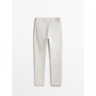 Брюки чинос , повседневные, прямой силуэт, карманы, размер 50, белый Massimo Dutti