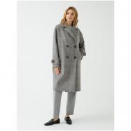 Пальто-кокон   демисезонное, шерсть, силуэт прямой, средней длины, размер 46/170, серый Pompa