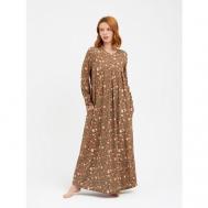 Платье ампир , вискоза, свободный силуэт, макси, карманы, размер 108-90-114, коричневый Lilians
