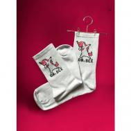 Женские носки  средние, размер 38/39, белый, розовый Mouse House