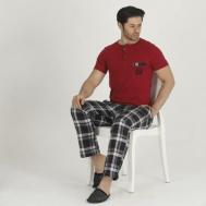 Пижама , футболка, брюки, короткий рукав, карманы, стрейч, размер 46, красный Teknur