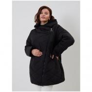 куртка   зимняя, средней длины, силуэт прямой, карманы, влагоотводящая, утепленная, несъемный капюшон, размер 56, черный Riches