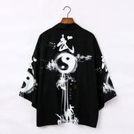 Кимоно  средней длины, укороченный рукав, размер универсальный, белый, черный Anet