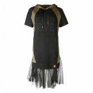 Платье , повседневное, прямой силуэт, миди, капюшон, размер 44, черный Sportalm