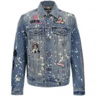 Джинсовая куртка , демисезон/лето, карманы, размер 54/XXL, синий Guess