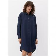 Платье-рубашка , вискоза, повседневное, свободный силуэт, мини, размер 46 (3XL), синий s.Oliver