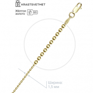Браслет-цепочка , желтое золото, 585 проба, длина 16 см. Krastsvetmet