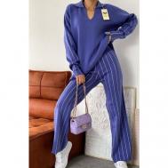 Костюм, джемпер и брюки, классический стиль, свободный силуэт, трикотажный, размер 42-48, фиолетовый COMFORT HOODIES