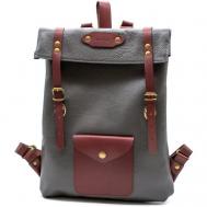 Рюкзак  планшет , натуральная кожа, вмещает А4, внутренний карман, серый Шорный Пони
