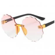 Солнцезащитные очки , круглые, оправа: металл, для женщин, розовый Нет бренда