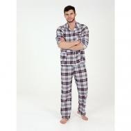 Пижама , рубашка, брюки, трикотажная, карманы, пояс на резинке, размер 56, бордовый, белый ZOYA