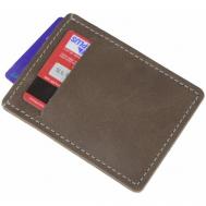 Кредитница натуральная кожа, 2 кармана для карт, коричневый Кроко
