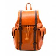 Рюкзак  рюкзак кожаный ручной работы "Луи", натуральная кожа, ручная работа, оранжевый ЭклектикАрт