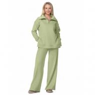 Костюм , джемпер и брюки, повседневный стиль, свободный силуэт, трикотажный, вязаная, карманы, утепленный, размер 42-158-164, зеленый RUGGI