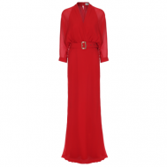 Платье , шифон, атлас, вечернее, полуприлегающее, размер XS, красный LAROOM