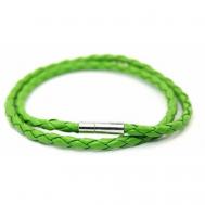 Плетеный браслет  Браслет плетеный кожаный с магнитной застежкой, размер 19 см, зеленый Handinsilver ( Посеребриручку )