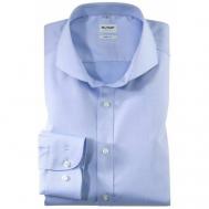 Рубашка , деловой стиль, прилегающий силуэт, воротник кент, длинный рукав, размер 48-50, голубой Olymp