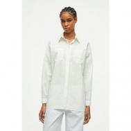 Рубашка  , повседневный стиль, прямой силуэт, длинный рукав, карманы, флористический принт, размер 44, белый Shi-shi